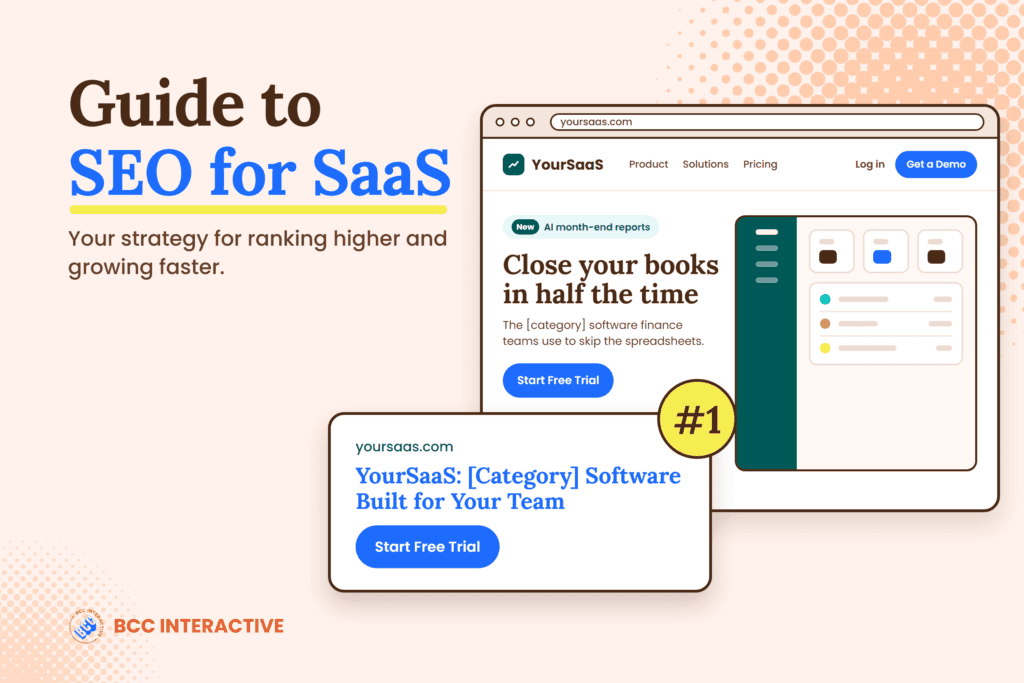 Guide to SEO for SaaS: a SaaS homepage behind a number one search result